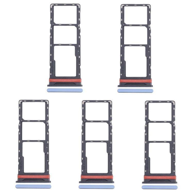 For Infinix Hot 40i X6528B 5pcs SIM Card Tray + SIM Card Tray + Micro SD Card Tray (Blue) by buy2fix