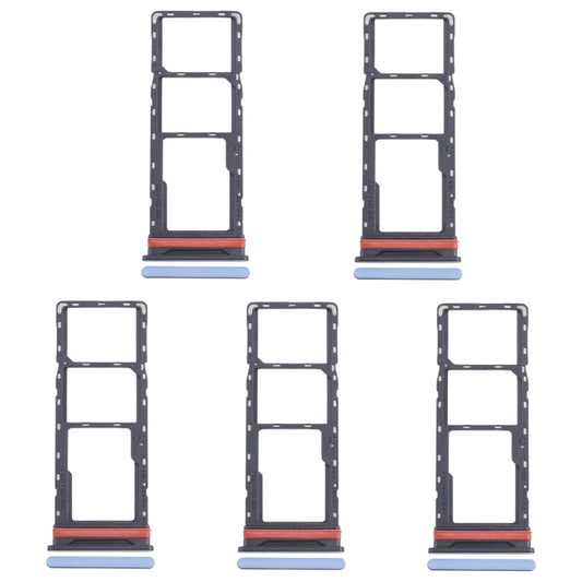 For Infinix Hot 40i X6528B 5pcs SIM Card Tray + SIM Card Tray + Micro SD Card Tray (Blue) by buy2fix