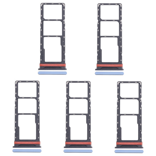 For Infinix Hot 40i X6528B 5pcs SIM Card Tray + SIM Card Tray + Micro SD Card Tray (Blue)
