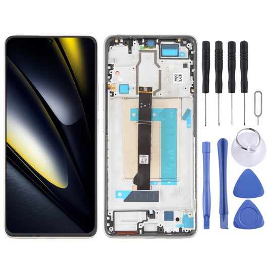 For Xiaomi Poco F6 Original LCD Screen Digitizer Full Assembly with Frame (Silver) by buy2fix