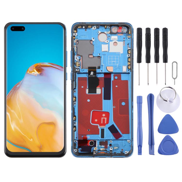 For Huawei P40 Pro TFT LCD Screen Digitizer Full Assembly with Frame, Not Supporting Fingerprint Identification (Blue) - LCD Screen by buy2fix | Online Shopping UK | buy2fix