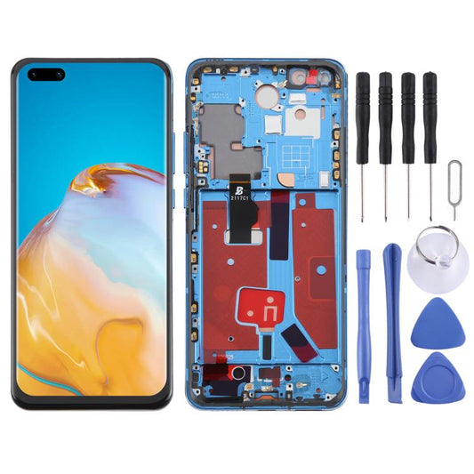 For Huawei P40 Pro TFT LCD Screen Digitizer Full Assembly with Frame, Not Supporting Fingerprint Identification (Blue) - LCD Screen by buy2fix | Online Shopping UK | buy2fix