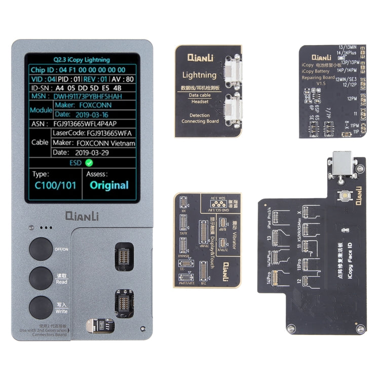 For iPhone 6 - 14 Pro Max 5 in 1 Qianli iCopy Plus 2.2 Repair Detection Programmer Set by QIANLI