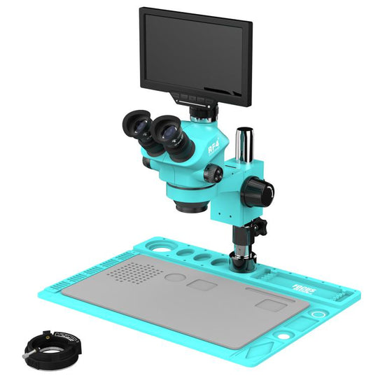 RF4 RF7050TVD2-YS010W 7-50X Synchronous Zoom Trinocular Microscope with 10-inch 1080P HD Monitor