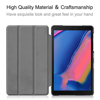 ENKAY PU Leather + Plastic Bottom Case with Three-folding Holder for Galaxy Tab A 8 (2019) P200 / P205(Dark Blue) - Tab A 8.0 & S Pen (2019) P200/P205 by ENKAY | Online Shopping UK | buy2fix