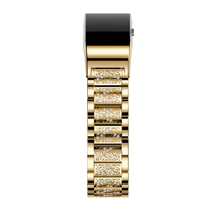 Diamond-studded Solid Stainless Steel Watch Band for Fitbit Charge 2(Gold) by buy2fix