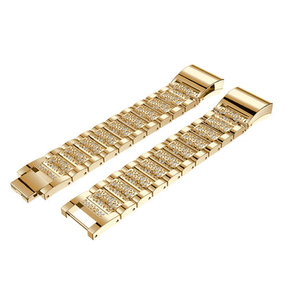 Diamond-studded Solid Stainless Steel Watch Band for Fitbit Charge 2(Gold) by buy2fix