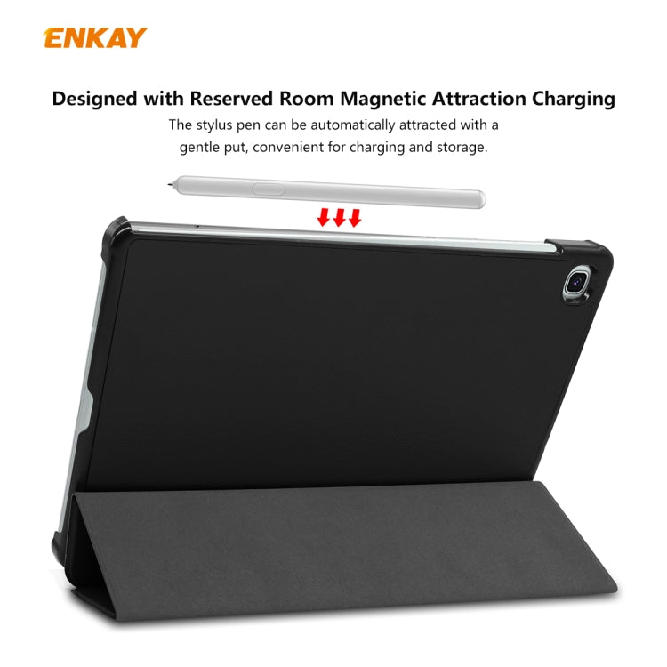 For Samsung Galaxy Tab S6 Lite P610 / P615 / Tab S6 Lite 2022 / P613 / P619 ENKAY 3-Fold Plastic Leather Smart Tablet Case(Black) - Tab S6 Lite P610 / P615 by ENKAY | Online Shopping UK | buy2fix