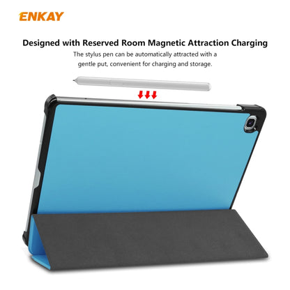 For Samsung Galaxy Tab S6 Lite P610 / P615 / Tab S6 Lite 2022 / P613 / P619 ENKAY 3-Fold Plastic Leather Smart Tablet Case(Light Blue) - Tab S6 Lite P610 / P615 by ENKAY | Online Shopping UK | buy2fix