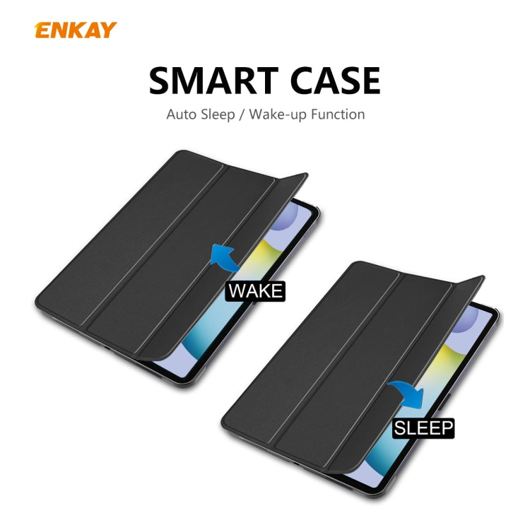 For Samsung Galaxy Tab S6 Lite P610 / P615 / Tab S6 Lite 2022 / P613 / P619 ENKAY 3-Fold Plastic Leather Smart Tablet Case(Blackish Green) - Tab S6 Lite P610 / P615 by ENKAY | Online Shopping UK | buy2fix