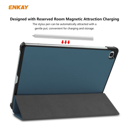 For Samsung Galaxy Tab S6 Lite P610 / P615 / Tab S6 Lite 2022 / P613 / P619 ENKAY 3-Fold Plastic Leather Smart Tablet Case(Blackish Green) - Tab S6 Lite P610 / P615 by ENKAY | Online Shopping UK | buy2fix