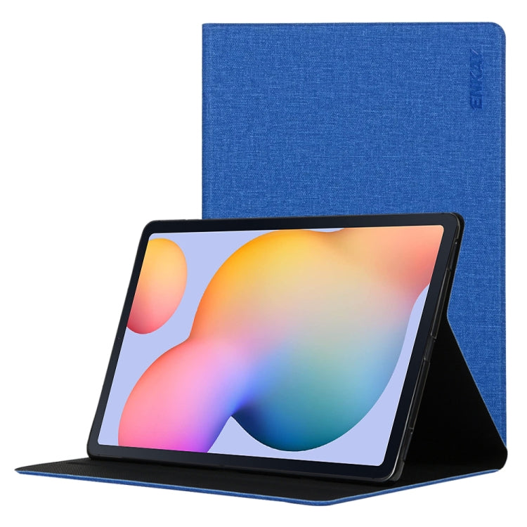 For Samsung Galaxy Tab S6 Lite P610 / P615 / Tab S6 Lite 2022 / P613 / P619 ENKAY Coarse Cloth Leather Smart Tablet Case(Blue) - Tab S6 Lite P610 / P615 by ENKAY | Online Shopping UK | buy2fix