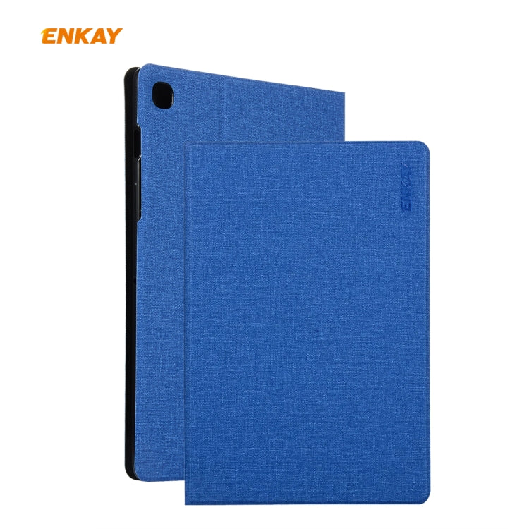 For Samsung Galaxy Tab S6 Lite P610 / P615 / Tab S6 Lite 2022 / P613 / P619 ENKAY Coarse Cloth Leather Smart Tablet Case(Blue) - Tab S6 Lite P610 / P615 by ENKAY | Online Shopping UK | buy2fix