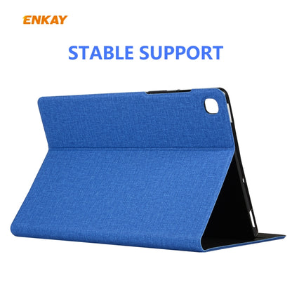 For Samsung Galaxy Tab S6 Lite P610 / P615 / Tab S6 Lite 2022 / P613 / P619 ENKAY Coarse Cloth Leather Smart Tablet Case(Blue) - Tab S6 Lite P610 / P615 by ENKAY | Online Shopping UK | buy2fix