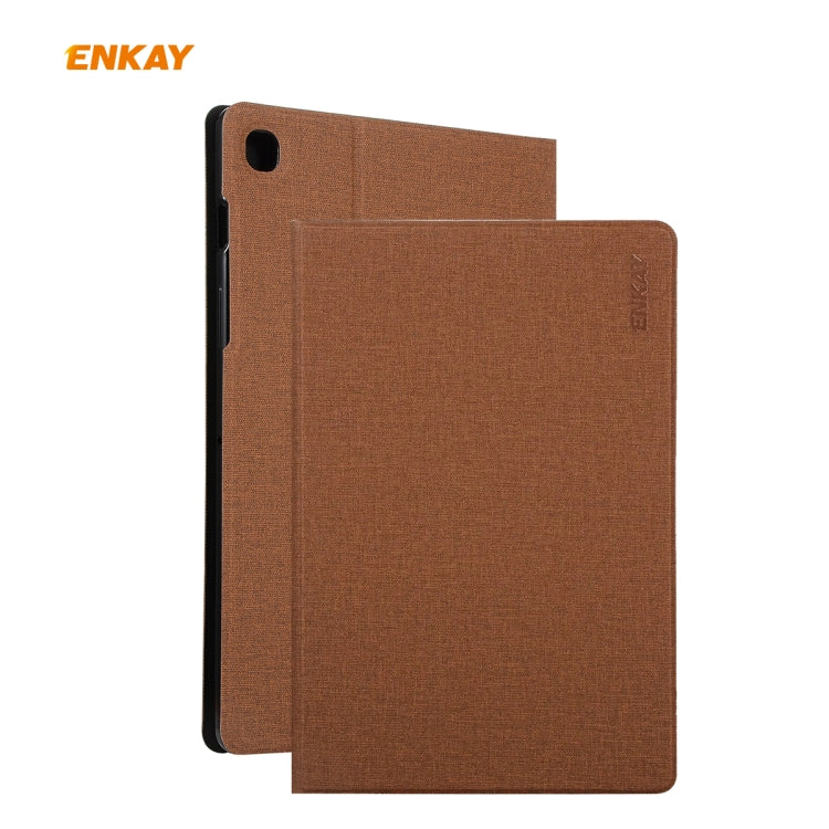 For Samsung Galaxy Tab S6 Lite P610 / P615 / Tab S6 Lite 2022 / P613 / P619 ENKAY Coarse Cloth Leather Smart Tablet Case(Brown) - Tab S6 Lite P610 / P615 by ENKAY | Online Shopping UK | buy2fix