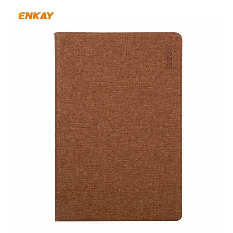 For Samsung Galaxy Tab S6 Lite P610 / P615 / Tab S6 Lite 2022 / P613 / P619 ENKAY Coarse Cloth Leather Smart Tablet Case(Brown) - Tab S6 Lite P610 / P615 by ENKAY | Online Shopping UK | buy2fix