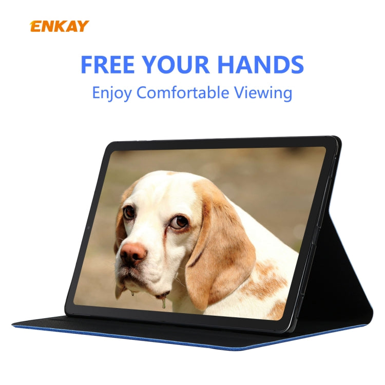For Samsung Galaxy Tab S6 Lite P610 / P615 / Tab S6 Lite 2022 / P613 / P619 ENKAY Coarse Cloth Leather Smart Tablet Case(Brown) - Tab S6 Lite P610 / P615 by ENKAY | Online Shopping UK | buy2fix