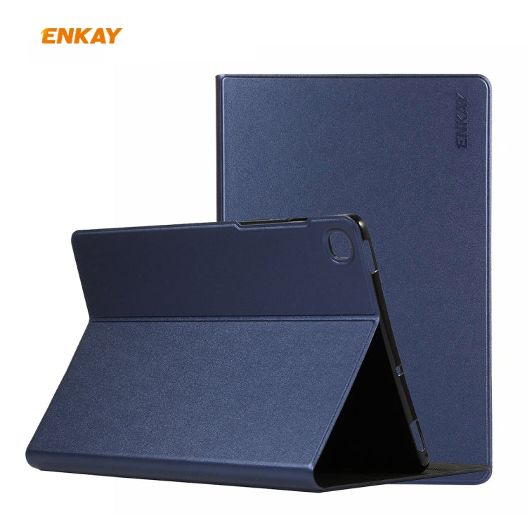 For Samsung Galaxy Tab S6 Lite P610 / P615 / Tab S6 Lite 2022 / P613 / P619 ENKAY Elastic Leather Tablet Case with Holder(Dark Blue) - Tab S6 Lite P610 / P615 by ENKAY | Online Shopping UK | buy2fix