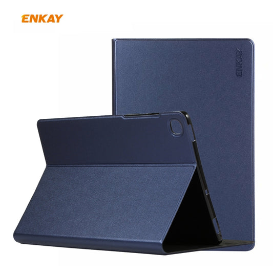 For Samsung Galaxy Tab S6 Lite P610 / P615 / Tab S6 Lite 2022 / P613 / P619 ENKAY Elastic Leather Tablet Case with Holder(Dark Blue) - Tab S6 Lite P610 / P615 by ENKAY | Online Shopping UK | buy2fix