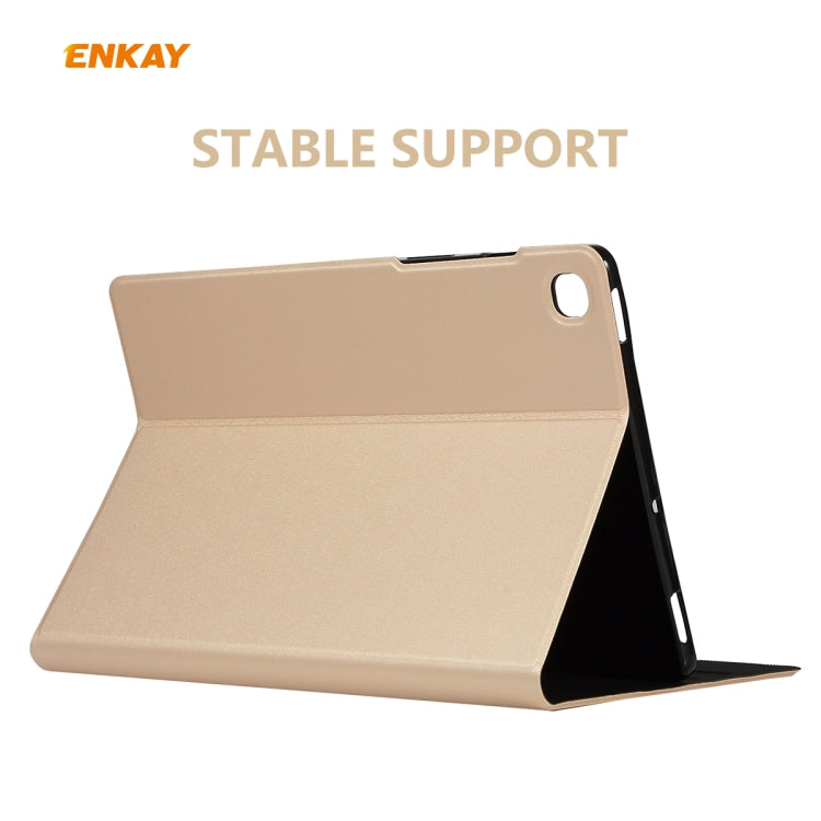 For Samsung Galaxy Tab S6 Lite P610 / P615 / Tab S6 Lite 2022 / P613 / P619 ENKAY Elastic Leather Tablet Case with Holder(Golden) - Tab S6 Lite P610 / P615 by ENKAY | Online Shopping UK | buy2fix