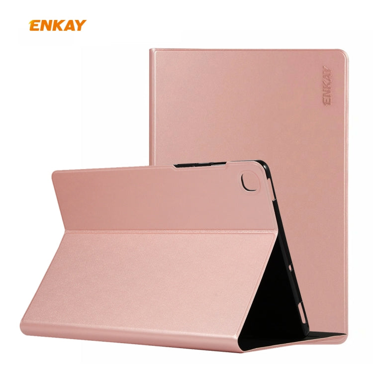 For Samsung Galaxy Tab S6 Lite P610 / P615 / Tab S6 Lite 2022 / P613 / P619 ENKAY Elastic Leather Tablet Case with Holder(Pink) - Tab S6 Lite P610 / P615 by ENKAY | Online Shopping UK | buy2fix