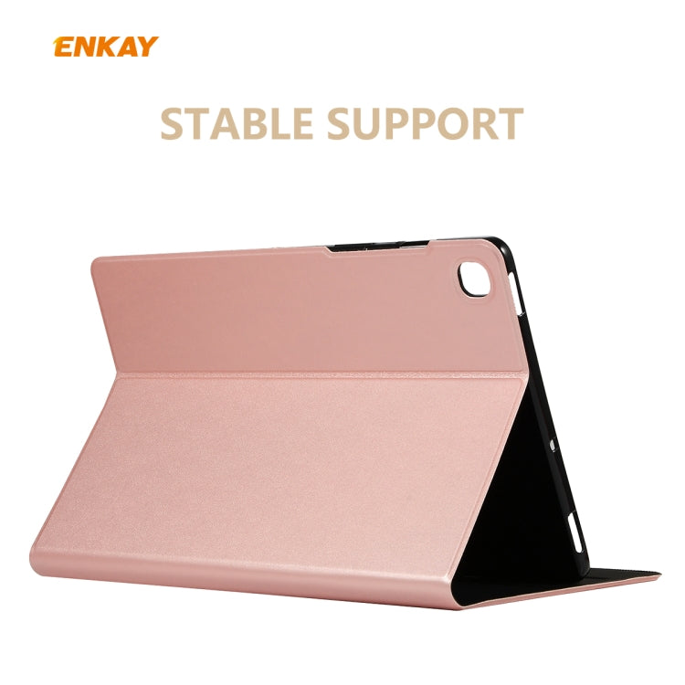 For Samsung Galaxy Tab S6 Lite P610 / P615 / Tab S6 Lite 2022 / P613 / P619 ENKAY Elastic Leather Tablet Case with Holder(Pink) - Tab S6 Lite P610 / P615 by ENKAY | Online Shopping UK | buy2fix