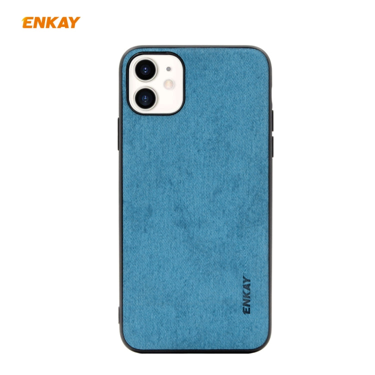 For iPhone 11 ENKAY ENK-PC028 Business Series Fabric Texture PU Leather + TPU Soft Slim Case(Blue) - iPhone 11 Cases by ENKAY | Online Shopping UK | buy2fix