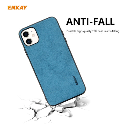 For iPhone 11 ENKAY ENK-PC028 Business Series Fabric Texture PU Leather + TPU Soft Slim Case(Blue) - iPhone 11 Cases by ENKAY | Online Shopping UK | buy2fix