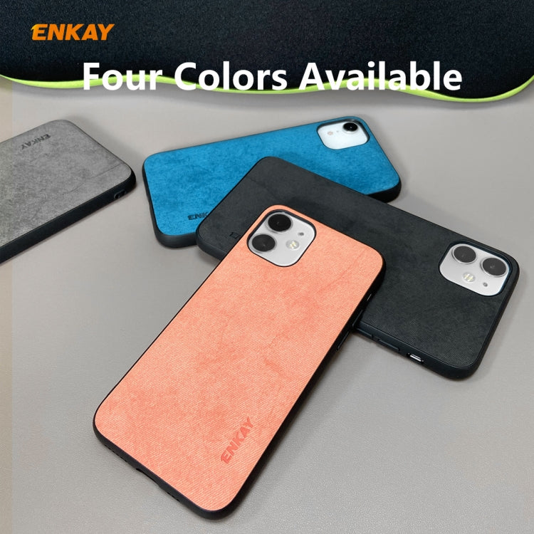 For iPhone 11 ENKAY ENK-PC028 Business Series Fabric Texture PU Leather + TPU Soft Slim Case(Blue) - iPhone 11 Cases by ENKAY | Online Shopping UK | buy2fix