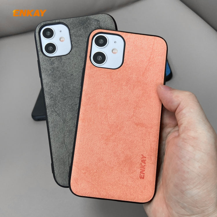 For iPhone 11 ENKAY ENK-PC028 Business Series Fabric Texture PU Leather + TPU Soft Slim Case(Blue) - iPhone 11 Cases by ENKAY | Online Shopping UK | buy2fix