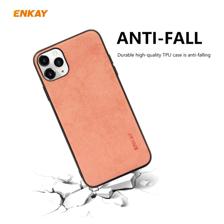 For iPhone 11 Pro Max ENKAY ENK-PC030 Business Series Fabric Texture PU Leather + TPU Soft Slim Case Cover(Orange) - iPhone 11 Pro Max Cases by ENKAY | Online Shopping UK | buy2fix