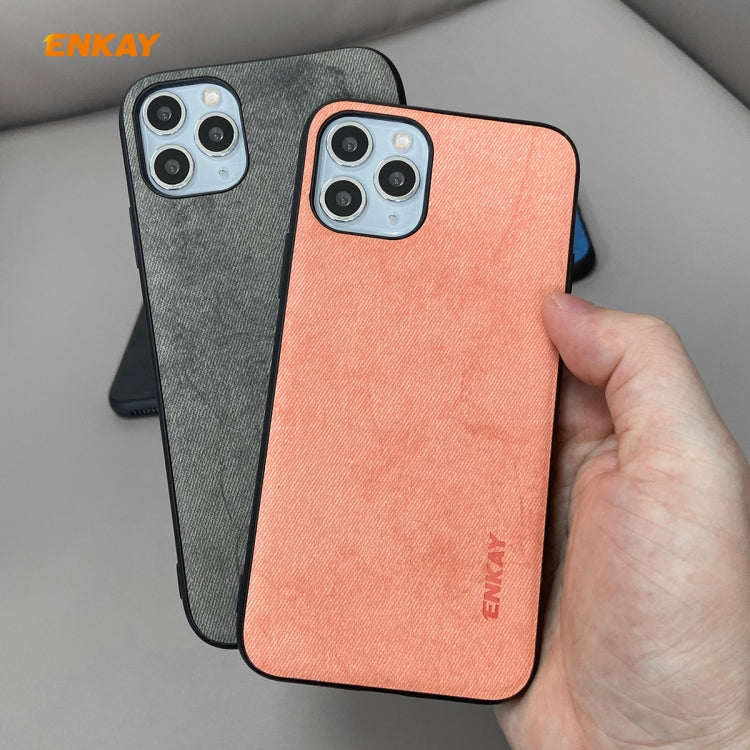 For iPhone 11 Pro Max ENKAY ENK-PC030 Business Series Fabric Texture PU Leather + TPU Soft Slim Case Cover(Orange) - iPhone 11 Pro Max Cases by ENKAY | Online Shopping UK | buy2fix