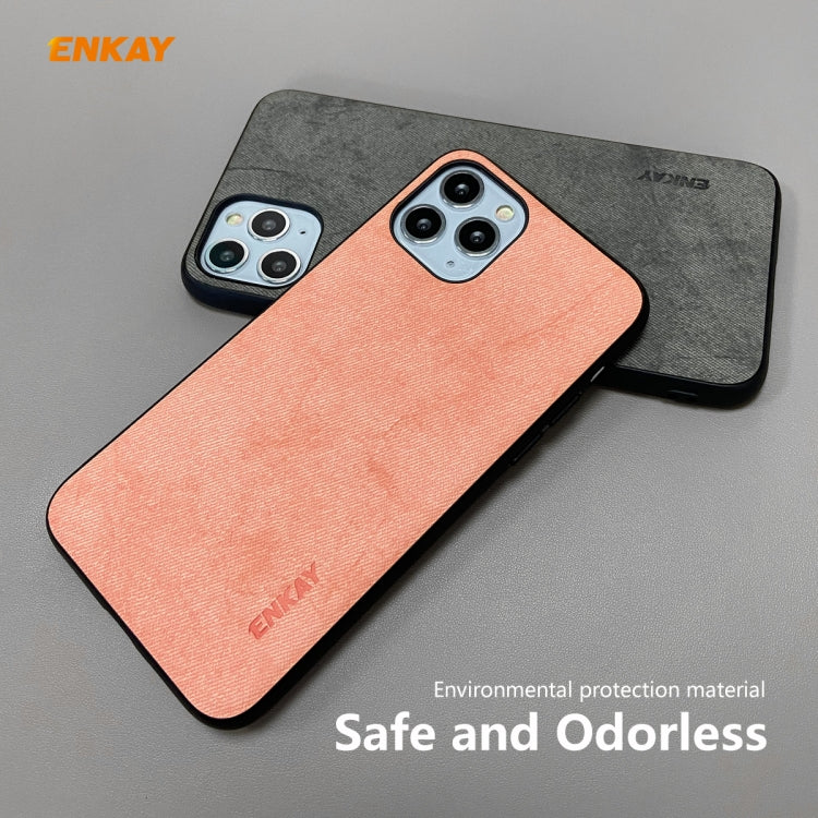 For iPhone 11 Pro Max ENKAY ENK-PC030 Business Series Fabric Texture PU Leather + TPU Soft Slim Case Cover(Orange) - iPhone 11 Pro Max Cases by ENKAY | Online Shopping UK | buy2fix