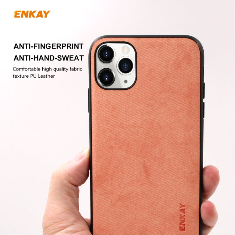 For iPhone 11 Pro Max ENKAY ENK-PC030 Business Series Fabric Texture PU Leather + TPU Soft Slim Case Cover(Orange) - iPhone 11 Pro Max Cases by ENKAY | Online Shopping UK | buy2fix