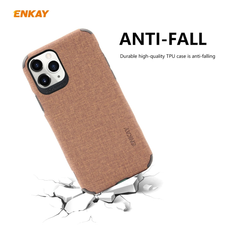 For iPhone 11 Pro Max ENKAY ENK-PC033 Business Series Denim Texture PU Leather + TPU Soft Slim Case Cover(Brown) - iPhone 11 Pro Max Cases by ENKAY | Online Shopping UK | buy2fix