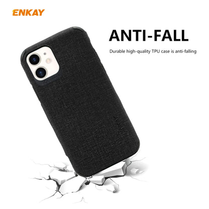 For iPhone 11 ENKAY ENK-PC031 Business Series Denim Texture PU Leather + TPU Soft Slim Case Cover(Black) - iPhone 11 Cases by ENKAY | Online Shopping UK | buy2fix