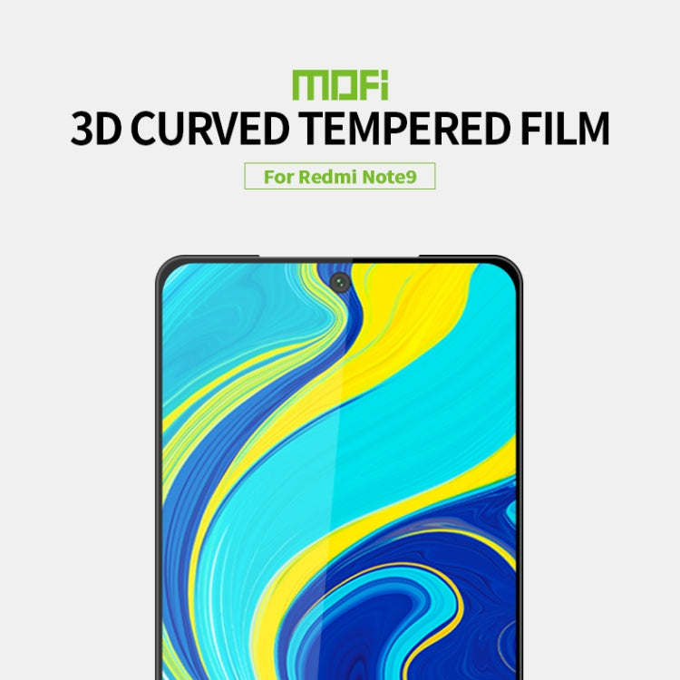 For Xiaomi Redmi Note 9 MOFI 9H 3D Explosion-proof Curved Screen Tempered Glass Film(Black) -  by MOFI | Online Shopping UK | buy2fix