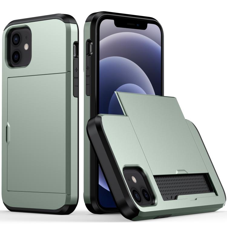 For iPhone 12 mini Shockproof Rugged Armor Protective Case with Card Slot(Army Green) by buy2fix