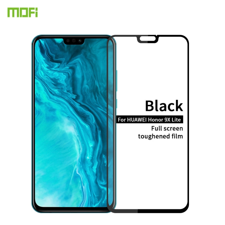 For Huawei Honor 9X Lite MOFI 9H 2.5D Full Screen Tempered Glass Film(Black) - Honor Tempered Glass by MOFI | Online Shopping UK | buy2fix