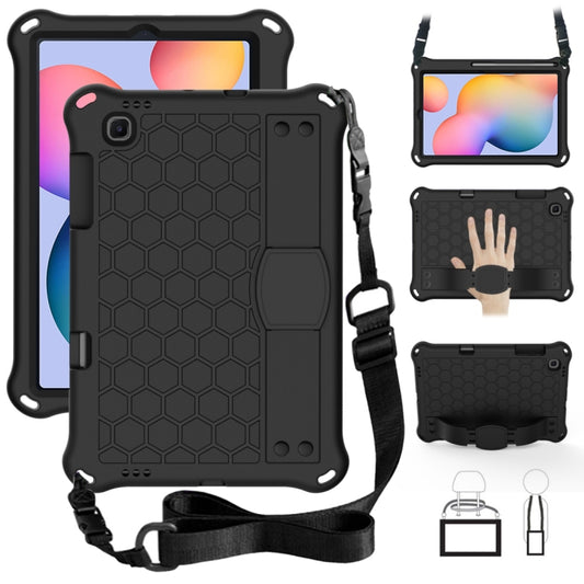 For Samsung Galaxy Tab S6 Lite P610 Honeycomb EVA + PC Shockproof Case with Strap(Black+Black) - Tab S6 Lite P610 / P615 by buy2fix | Online Shopping UK | buy2fix