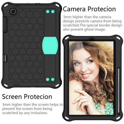 For Samsung Galaxy Tab S6 Lite P610 Honeycomb EVA + PC Shockproof Case with Strap(Black+Aqua) - Tab S6 Lite P610 / P615 by buy2fix | Online Shopping UK | buy2fix
