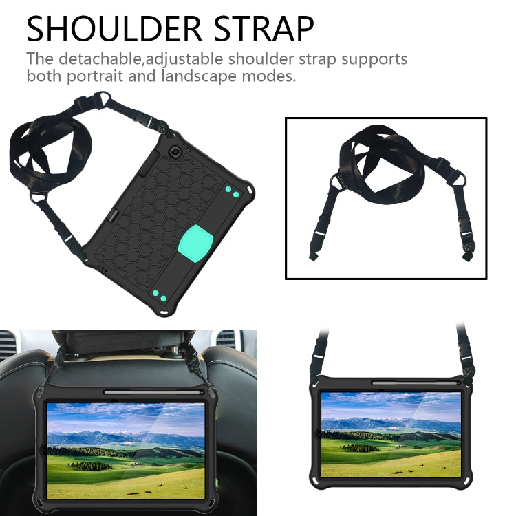 For Samsung Galaxy Tab S6 Lite P610 Honeycomb EVA + PC Shockproof Case with Strap(Black+Aqua) - Tab S6 Lite P610 / P615 by buy2fix | Online Shopping UK | buy2fix