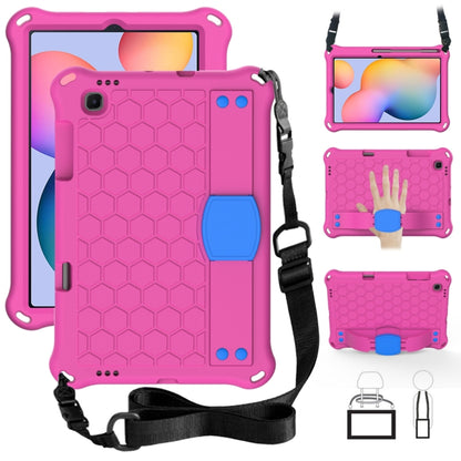 For Samsung Galaxy Tab S6 Lite P610 Honeycomb EVA + PC Shockproof Case with Strap(RoseRed+Blue) - Tab S6 Lite P610 / P615 by buy2fix | Online Shopping UK | buy2fix