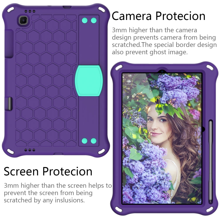 For Samsung Galaxy Tab S6 Lite P610 Honeycomb EVA + PC Shockproof Case with Strap(Purple+Aqua) - Tab S6 Lite P610 / P615 by buy2fix | Online Shopping UK | buy2fix