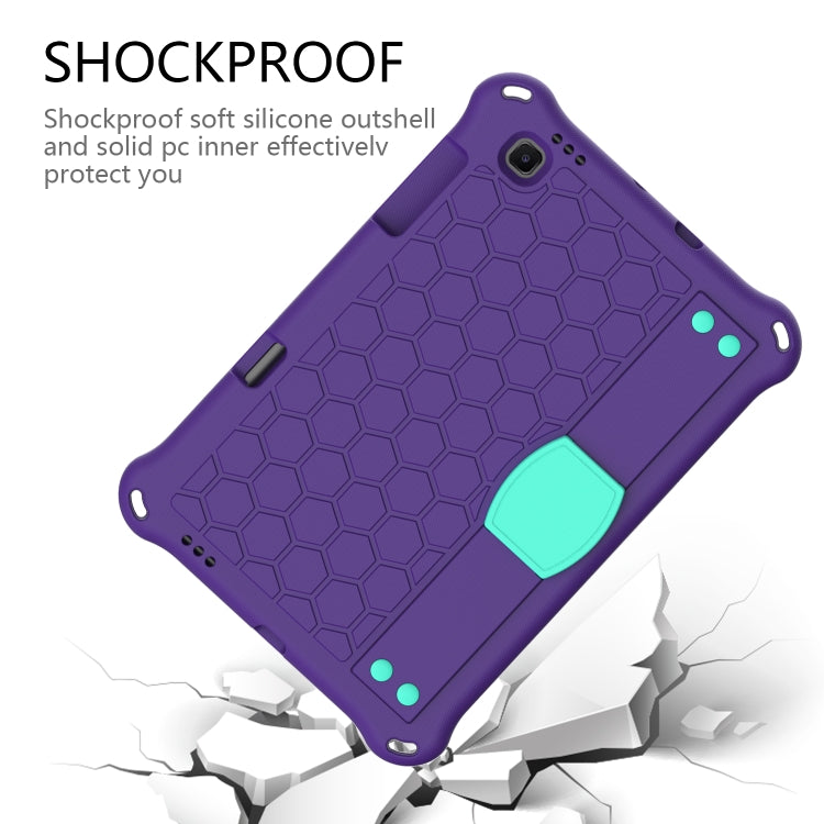 For Samsung Galaxy Tab S6 Lite P610 Honeycomb EVA + PC Shockproof Case with Strap(Purple+Aqua) - Tab S6 Lite P610 / P615 by buy2fix | Online Shopping UK | buy2fix
