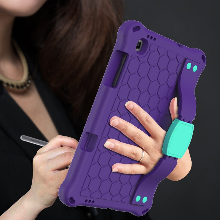 For Samsung Galaxy Tab S6 Lite P610 Honeycomb EVA + PC Shockproof Case with Strap(Purple+Aqua) - Tab S6 Lite P610 / P615 by buy2fix | Online Shopping UK | buy2fix