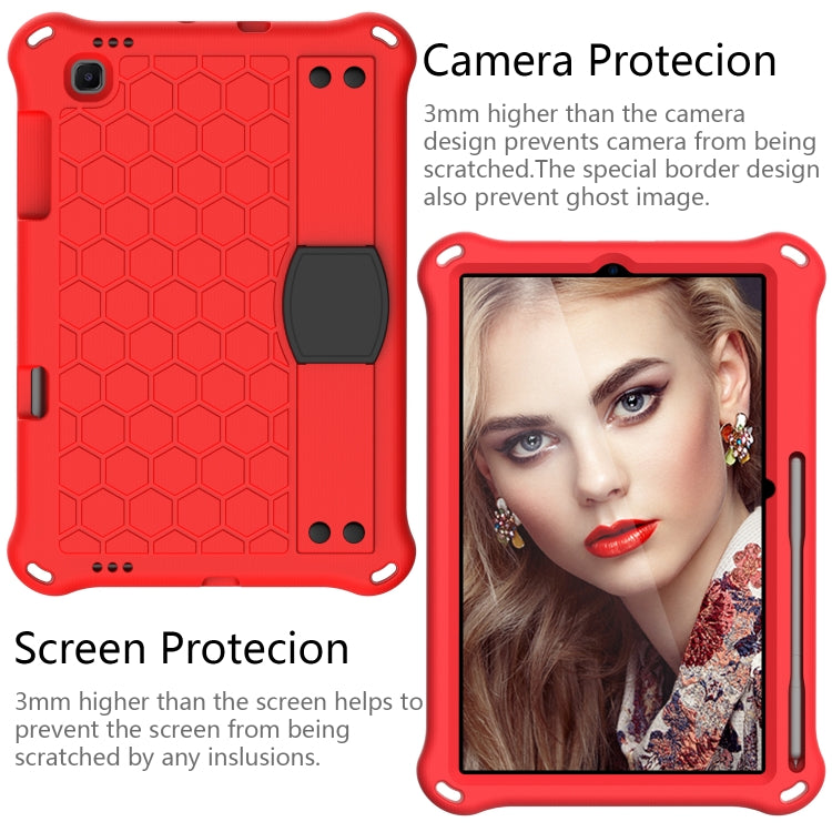 For Samsung Galaxy Tab S6 Lite P610 Honeycomb EVA + PC Shockproof Case with Strap(Red+Black) - Tab S6 Lite P610 / P615 by buy2fix | Online Shopping UK | buy2fix