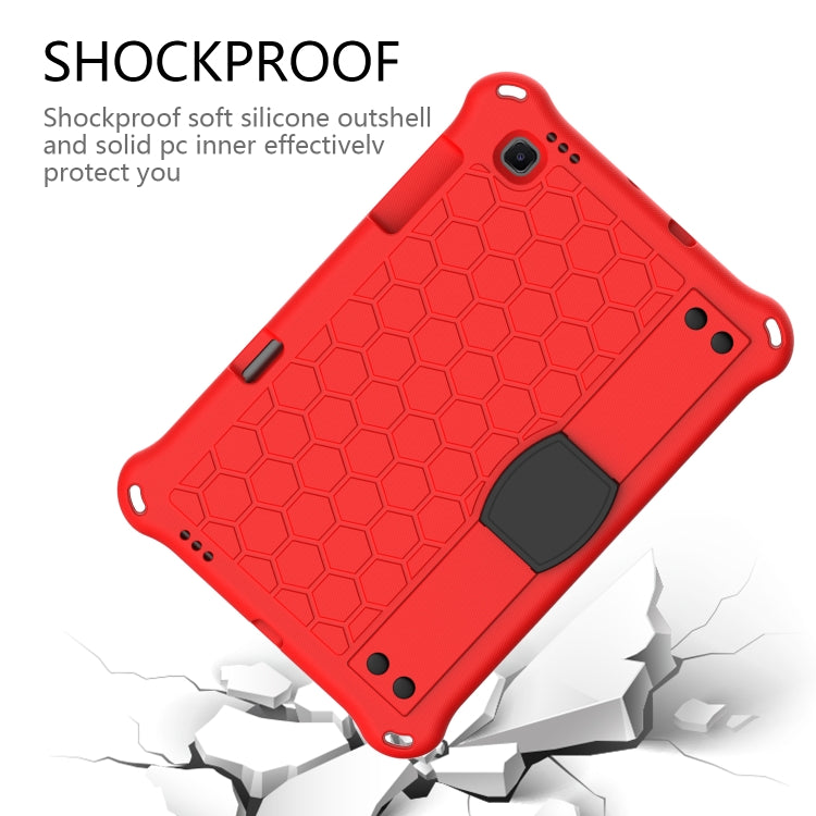 For Samsung Galaxy Tab S6 Lite P610 Honeycomb EVA + PC Shockproof Case with Strap(Red+Black) - Tab S6 Lite P610 / P615 by buy2fix | Online Shopping UK | buy2fix