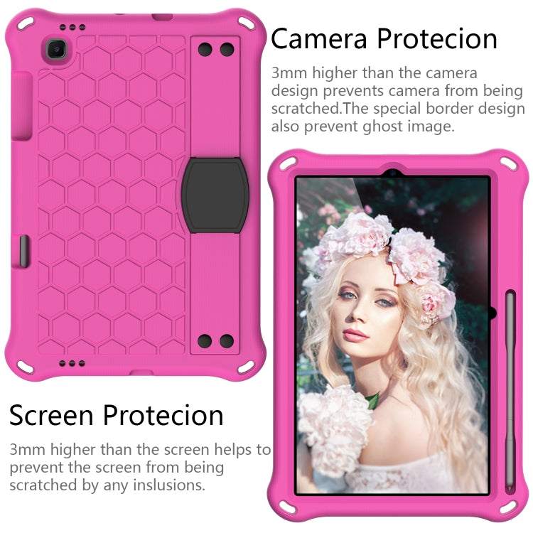 For Samsung Galaxy Tab S6 Lite P610 Honeycomb EVA + PC Shockproof Case with Strap(RoseRed+Black) - Tab S6 Lite P610 / P615 by buy2fix | Online Shopping UK | buy2fix