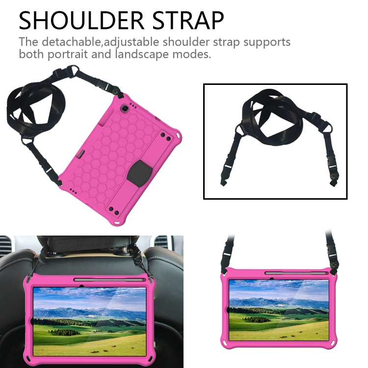 For Samsung Galaxy Tab S6 Lite P610 Honeycomb EVA + PC Shockproof Case with Strap(RoseRed+Black) - Tab S6 Lite P610 / P615 by buy2fix | Online Shopping UK | buy2fix
